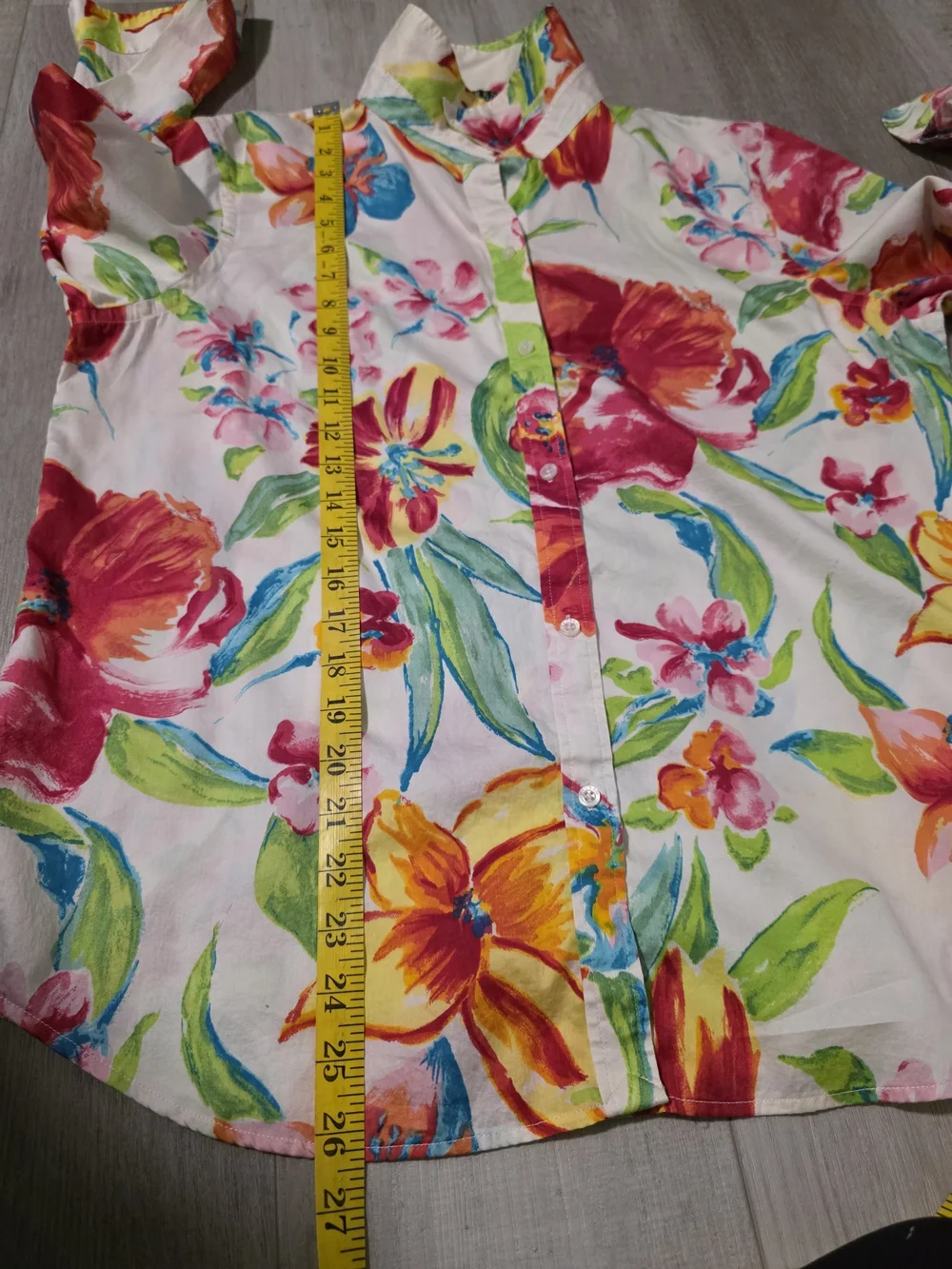 Lauren Ralph Lauren Floral Button Down Shirt XL Cotton Bright Summer Blouse - Picture 8 of 9